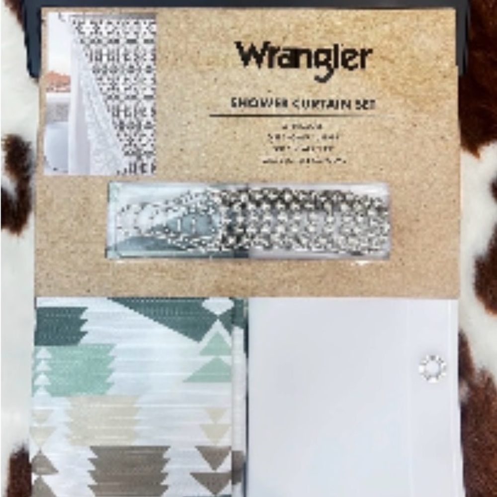 NEW Wrangler Shower Curtain Set 14pc Aztec Geometric Nolan Brown Style